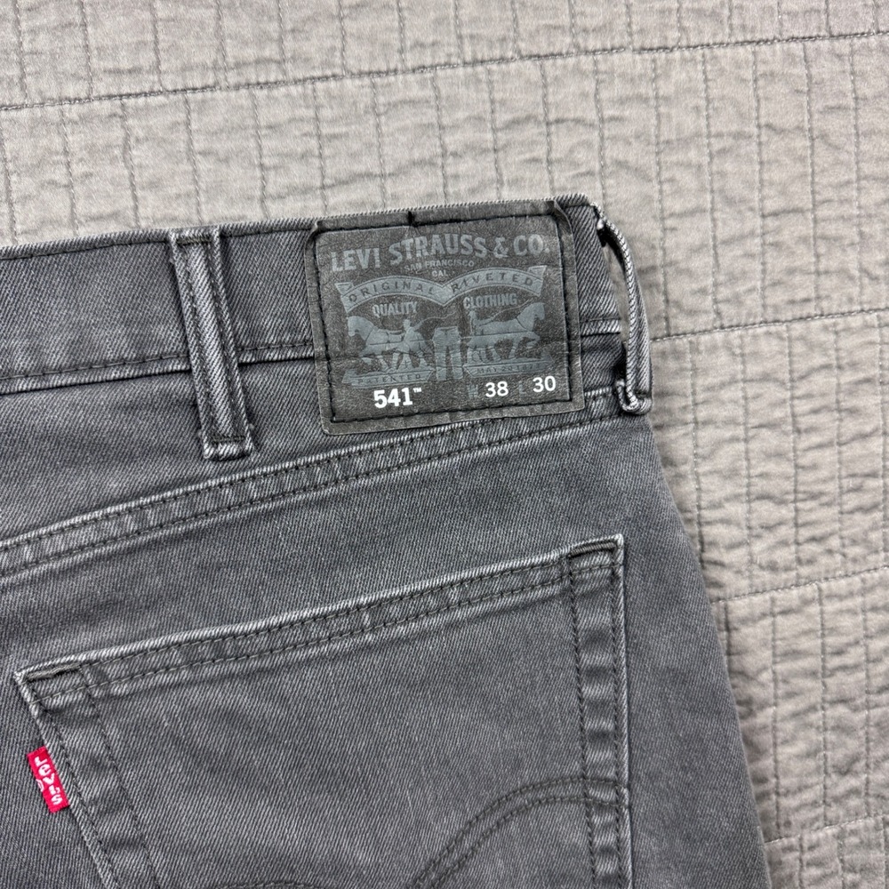Levis 541 Athletic Taper Grey Jeans Mens 38x30 (38x29) Stretch Denim Pants - Picture 8 of 13